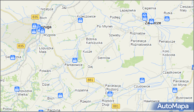 mapa Siennów, Siennów na mapie Targeo