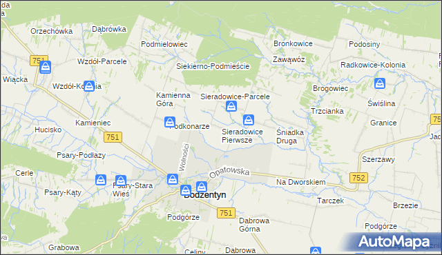 mapa Sieradowice Pierwsze, Sieradowice Pierwsze na mapie Targeo