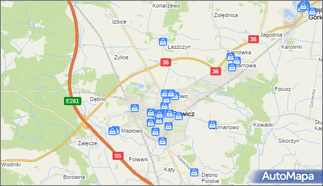 mapa Sierakowo gmina Rawicz, Sierakowo gmina Rawicz na mapie Targeo