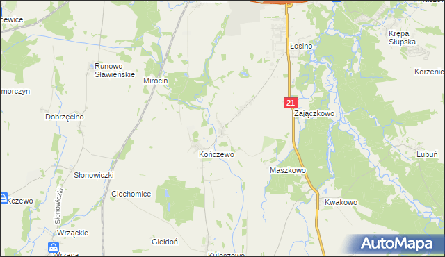 mapa Sierakowo Słupskie, Sierakowo Słupskie na mapie Targeo