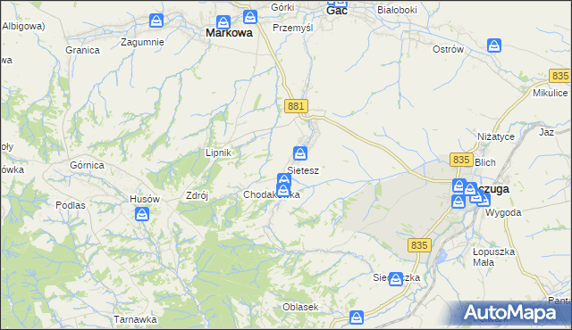 mapa Sietesz, Sietesz na mapie Targeo