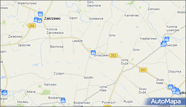mapa Siniarzewo, Siniarzewo na mapie Targeo
