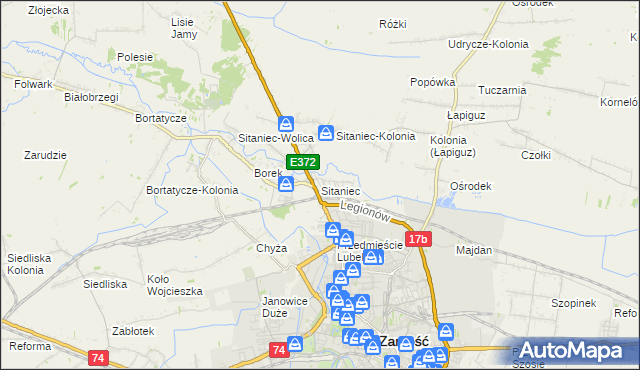 mapa Sitaniec, Sitaniec na mapie Targeo