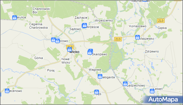 mapa Skarszewo gmina Wicko, Skarszewo gmina Wicko na mapie Targeo