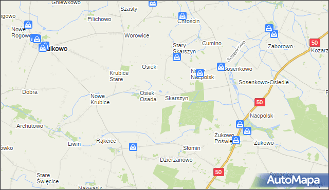 mapa Skarszyn gmina Naruszewo, Skarszyn gmina Naruszewo na mapie Targeo