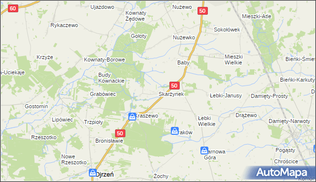 mapa Skarżynek gmina Ojrzeń, Skarżynek gmina Ojrzeń na mapie Targeo