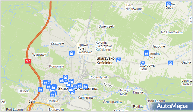 mapa Skarżysko Kościelne, Skarżysko Kościelne na mapie Targeo