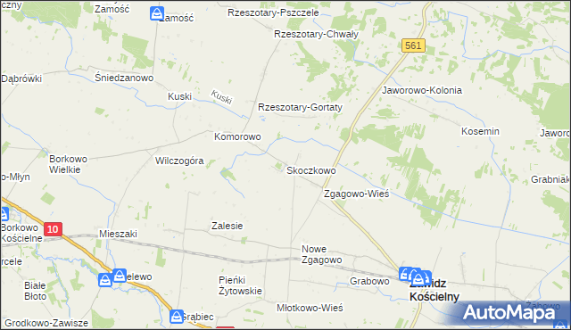 mapa Skoczkowo gmina Zawidz, Skoczkowo gmina Zawidz na mapie Targeo