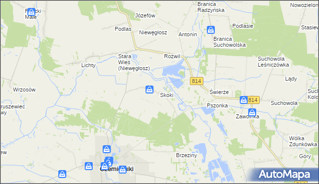 mapa Skoki gmina Czemierniki, Skoki gmina Czemierniki na mapie Targeo