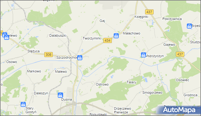 mapa Skowronki gmina Gostyń, Skowronki gmina Gostyń na mapie Targeo