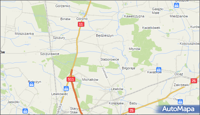 mapa Słaborowice, Słaborowice na mapie Targeo