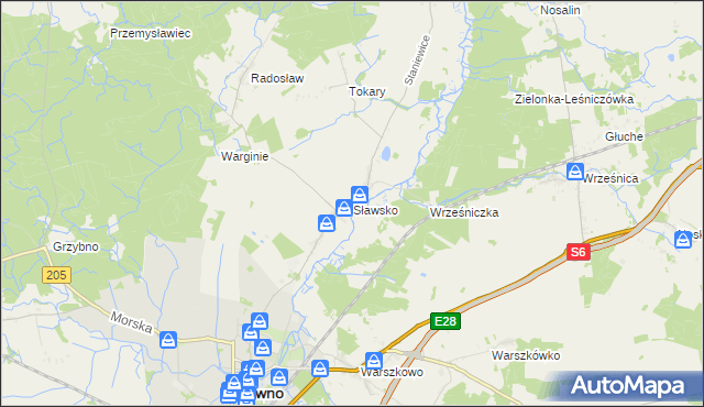 mapa Sławsko, Sławsko na mapie Targeo