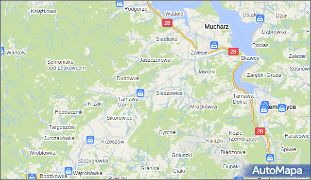 mapa Śleszowice, Śleszowice na mapie Targeo