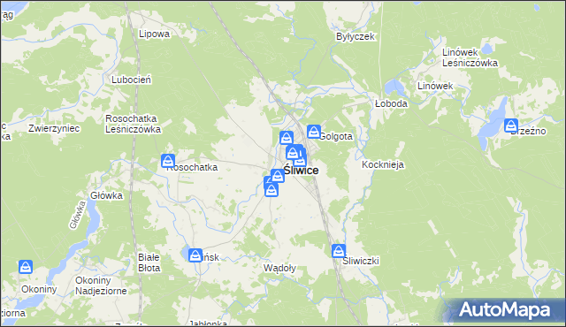 mapa Śliwice powiat tucholski, Śliwice powiat tucholski na mapie Targeo