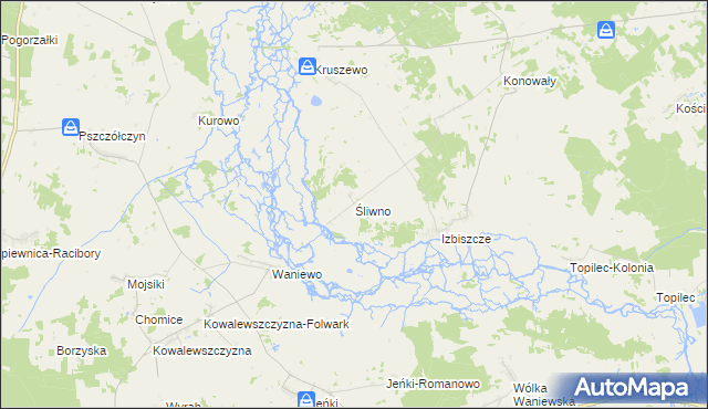 mapa Śliwno gmina Choroszcz, Śliwno gmina Choroszcz na mapie Targeo