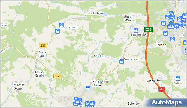 mapa Słocina, Słocina na mapie Targeo