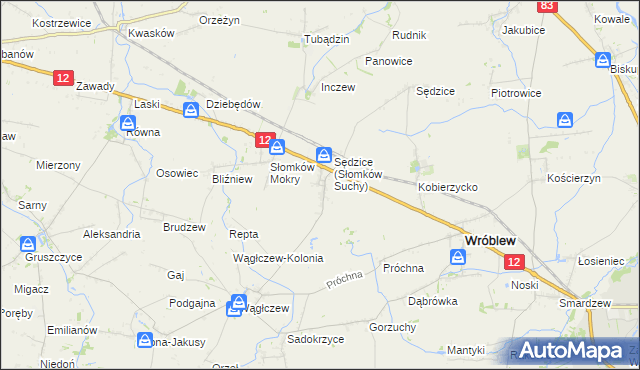 mapa Słomków Suchy, Słomków Suchy na mapie Targeo