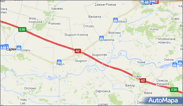 mapa Sługocinek, Sługocinek na mapie Targeo