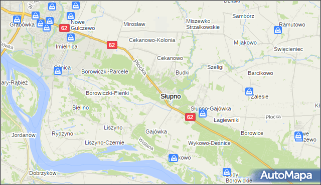 mapa Słupno powiat płocki, Słupno powiat płocki na mapie Targeo