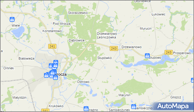 mapa Słupówko, Słupówko na mapie Targeo