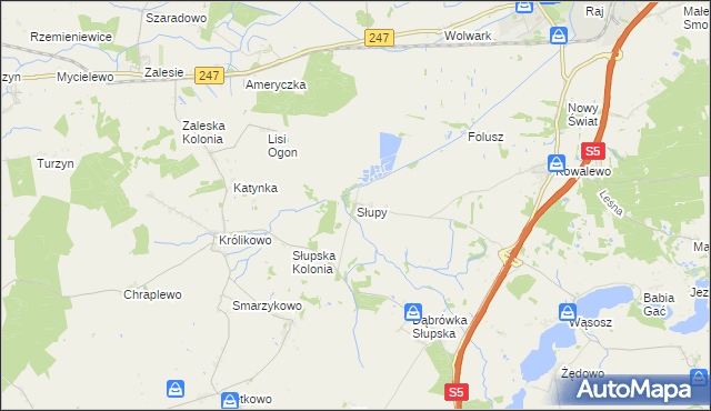 mapa Słupy gmina Szubin, Słupy gmina Szubin na mapie Targeo