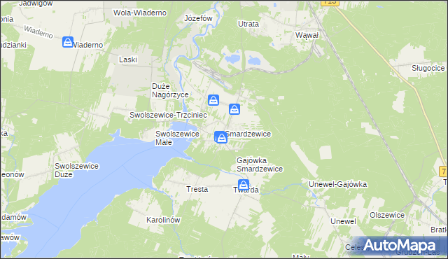 mapa Smardzewice, Smardzewice na mapie Targeo