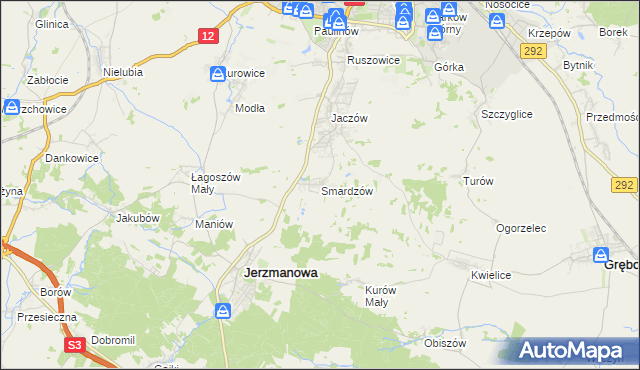 mapa Smardzów gmina Jerzmanowa, Smardzów gmina Jerzmanowa na mapie Targeo