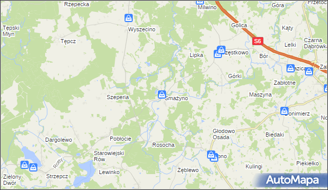 mapa Smażyno, Smażyno na mapie Targeo