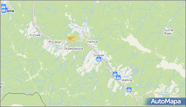 mapa Smerek, Smerek na mapie Targeo