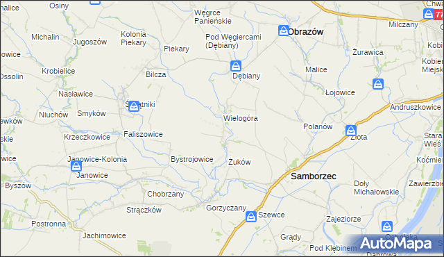 mapa Śmiechowice gmina Samborzec, Śmiechowice gmina Samborzec na mapie Targeo