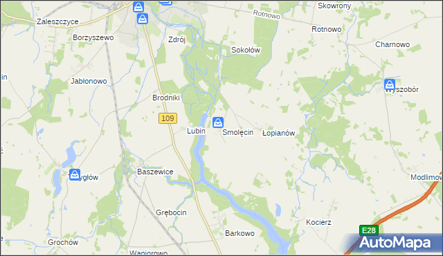 mapa Smolęcin gmina Gryfice, Smolęcin gmina Gryfice na mapie Targeo