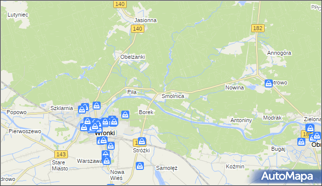 mapa Smolnica gmina Wronki, Smolnica gmina Wronki na mapie Targeo