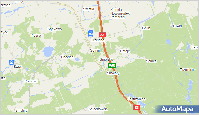 mapa Smólsko gmina Nowogródek Pomorski, Smólsko gmina Nowogródek Pomorski na mapie Targeo