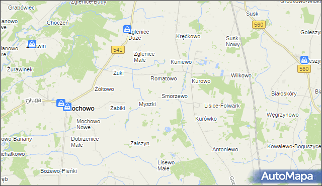 mapa Smorzewo, Smorzewo na mapie Targeo