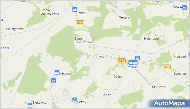 mapa Śniaty gmina Wielichowo, Śniaty gmina Wielichowo na mapie Targeo