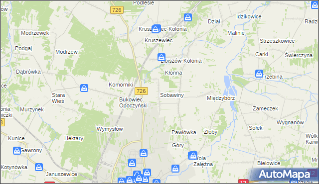 mapa Sobawiny, Sobawiny na mapie Targeo