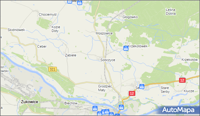 mapa Sobczyce, Sobczyce na mapie Targeo
