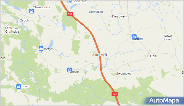 mapa Sobiemyśl, Sobiemyśl na mapie Targeo