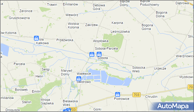mapa Sobota gmina Bielawy, Sobota gmina Bielawy na mapie Targeo