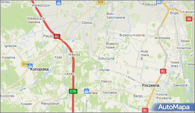 mapa Sobuczyna, Sobuczyna na mapie Targeo