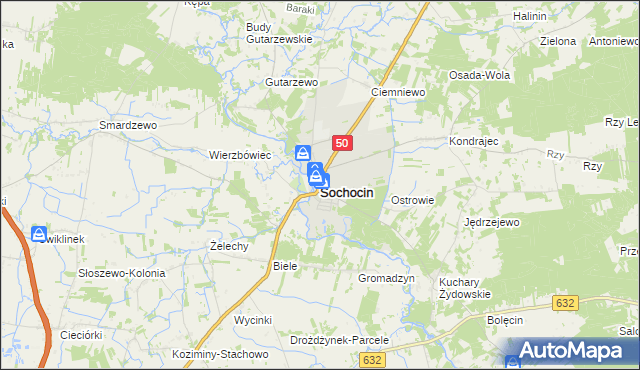 mapa Sochocin, Sochocin na mapie Targeo