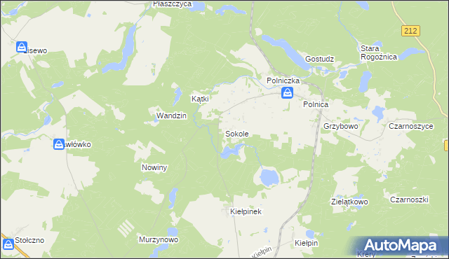 mapa Sokole gmina Człuchów, Sokole gmina Człuchów na mapie Targeo