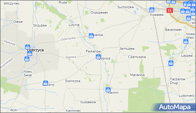 mapa Sośnica gmina Dobrzyca, Sośnica gmina Dobrzyca na mapie Targeo