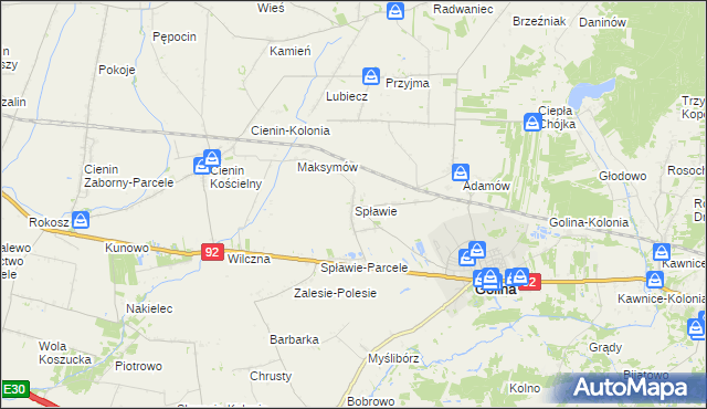 mapa Spławie gmina Golina, Spławie gmina Golina na mapie Targeo