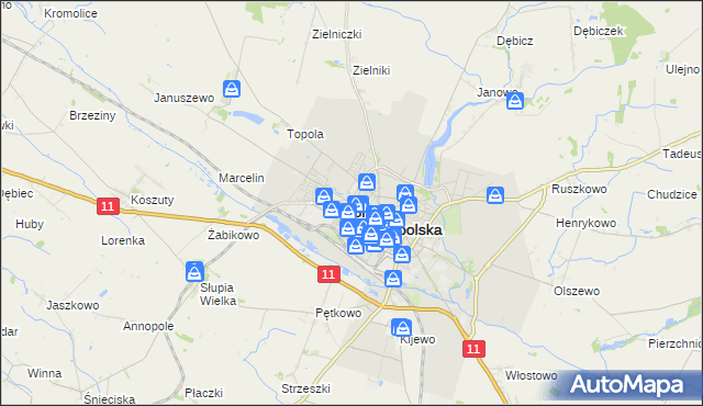 mapa Środa Wielkopolska, Środa Wielkopolska na mapie Targeo