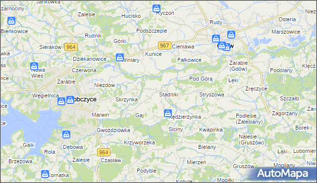 mapa Stadniki gmina Dobczyce, Stadniki gmina Dobczyce na mapie Targeo