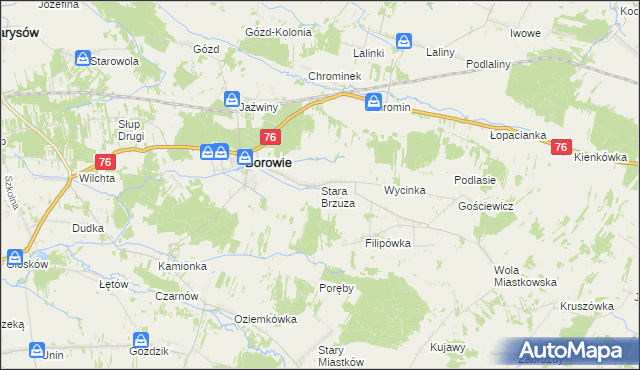 mapa Stara Brzuza, Stara Brzuza na mapie Targeo