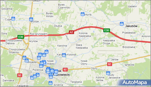 mapa Stara Niedziałka, Stara Niedziałka na mapie Targeo