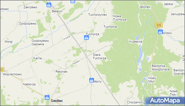 mapa Stara Tuchorza, Stara Tuchorza na mapie Targeo