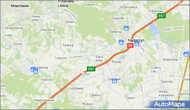 mapa Stara Wieś gmina Nadarzyn, Stara Wieś gmina Nadarzyn na mapie Targeo